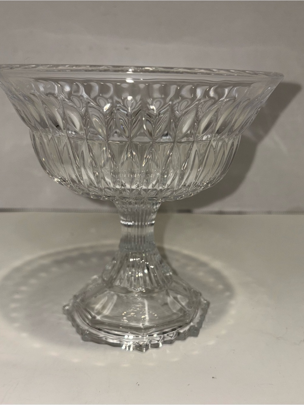 Clear Pressed Glass Pedestal Compote - by Laura Glass